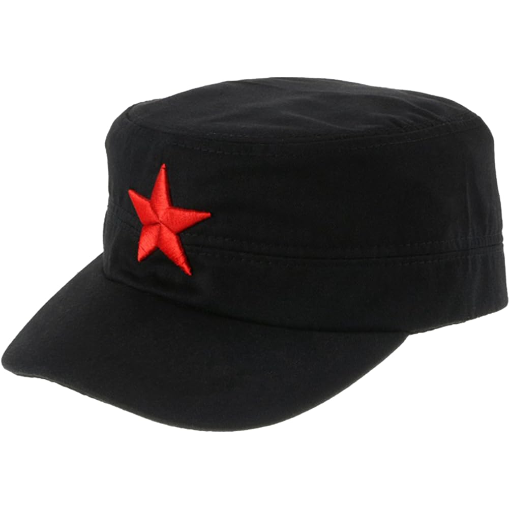 Unisex Cap Hats Cool Men Red Star Cap Party Men Flat Top Cool Pentagram Caps
