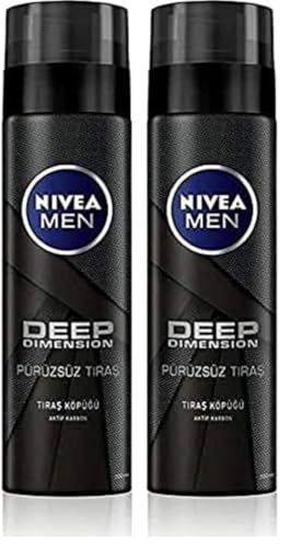 Erkek Deep Dimension Tıraş Köpüğü 200 ml, Kusursuz Tıraş, Aktif Karbon, Kaygan Tıraş Deneyimi (2 paketi)