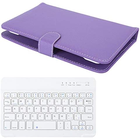 V BESTLIFE Keyboard, 7 Inch Universal Wireless Keyboard for Bluetooth 3.0 with PU Leather Case for 4.5‑6.8 Inch Screen Phones for Android for Windows(Purple) Cover