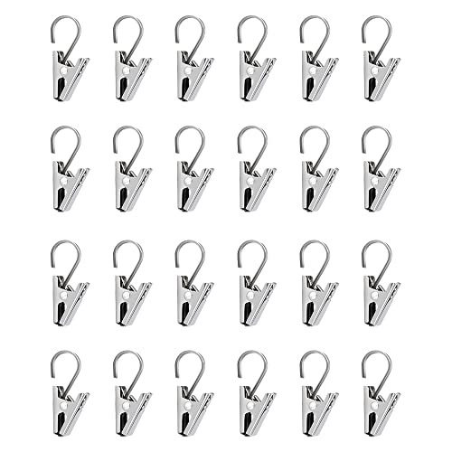 EXFU 24 Stück Vorhang Clips Metall, Gardinen Klammern mit Haken...