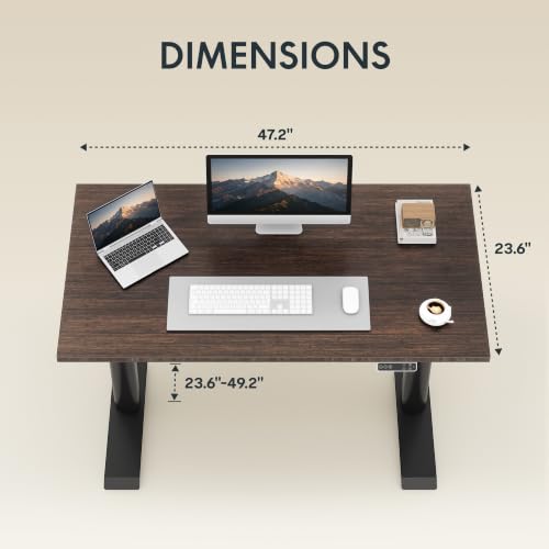 Image of FLEXISPOT E6 Pro Large 48 inch x 24 inch Organic Modern Bamboo Standing Desk, Electric Dual Motor 3-Stage Height Adjustable Desk with Oval Legs, Heavy Duty 330lbs, Walnut Bamboo Desktop, Black Frame
