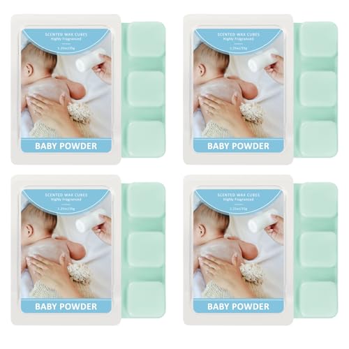 Image of SCENTORINI Wax Melts, Baby Powder Scent, Soy Wax Cubes for Warmers | Summer Non-Toxic Scented Wax Cubes, 4 Pack Home Fragrance