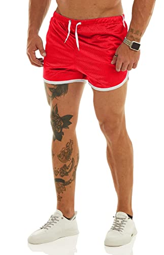 Ouber Men's Fitted Shorts Bodybuilding Workout Gym Running Tight Lifting Shorts with Pockets