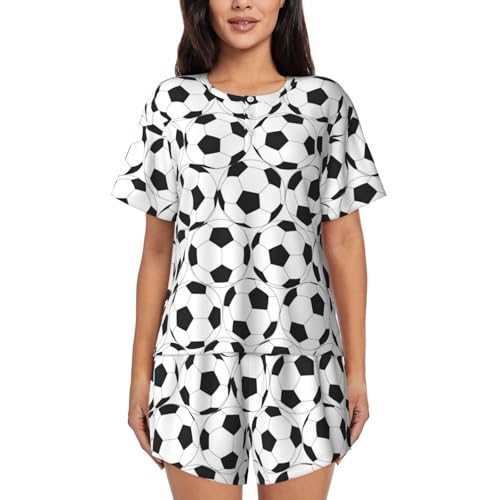 Pyjama football femme ensemble de nuit 2 pièces manches courtes cadeau idéal