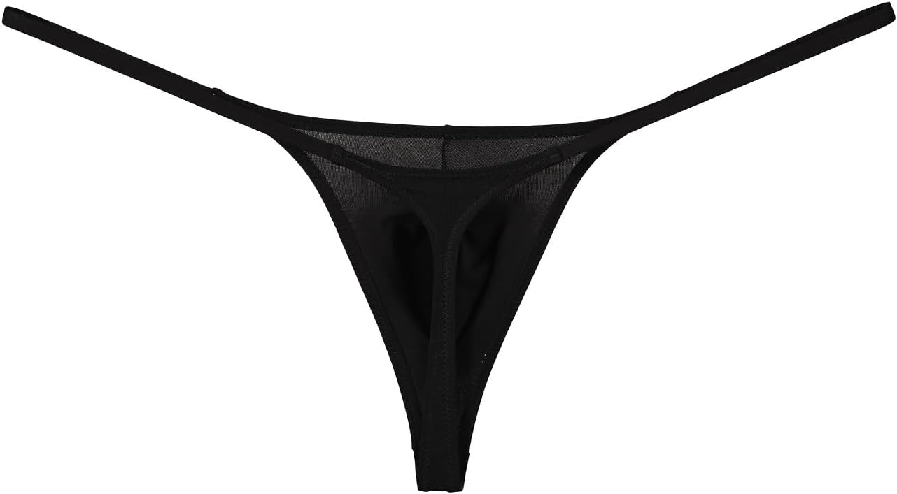 3 Pcs Men's Cotton Thongs - Sexy Outfits Sissy Seamless G-String Low Rise Bulge Contour Pouch Black/Black/Black(M-XXL) - Image 5