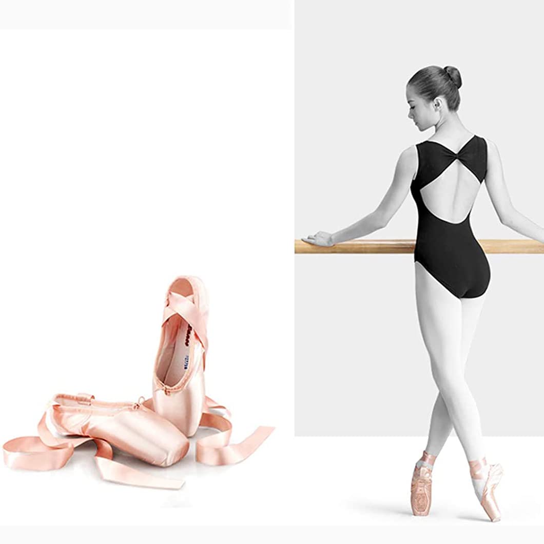 M&Catree Scarpette da Danza Classica Punte Pointe Balletto Scarpe da Ballo con Nastri per Donna e Ragazza