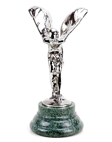 Kunst & Ambiente - Rolls Royce Radiator Mascot Emily - Spirit Of Ecstasy - Chromed Bronze - Bronze Figurine On Marble Base - Rolls Royce Statue - Car Mascot For Sale #TOP1