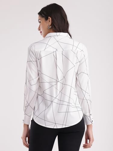 Image of FableStreet Women Shirt | V-Neck Long Sleeve Floral Printed Design | Cotton Jersey Fabric with Button Closure | Perfect for Business Casual