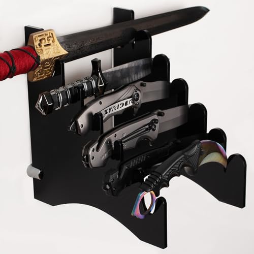HHUXIUE Messerregal Wandhalterung Messerregal Messerregal Display Stand Display Stand Lagerung Acryl Messerregal Display (Schwarz)