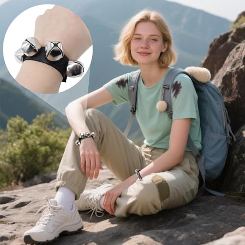 SIXHAOBU 4 Stück Anti Bär Glocken, Bärenglocke wandern, Glöckchen auf dem Rucksack Tragbare Laut Bärenglocke für Wanderer Sicherheitsprodukt mit Klettverschluss für Camping, Wandern, Outdoor