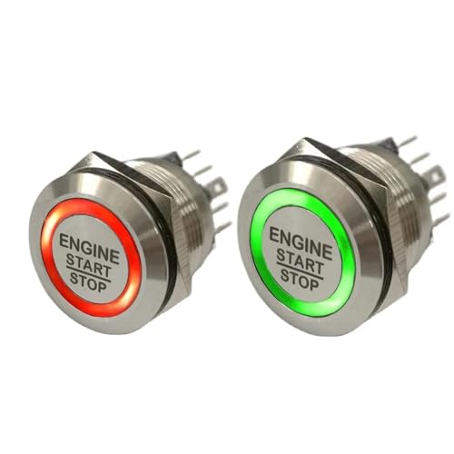 Botón de arranque láser de 25 mm con interruptor pulsador momentáneo y aro LED de 3V a 6V