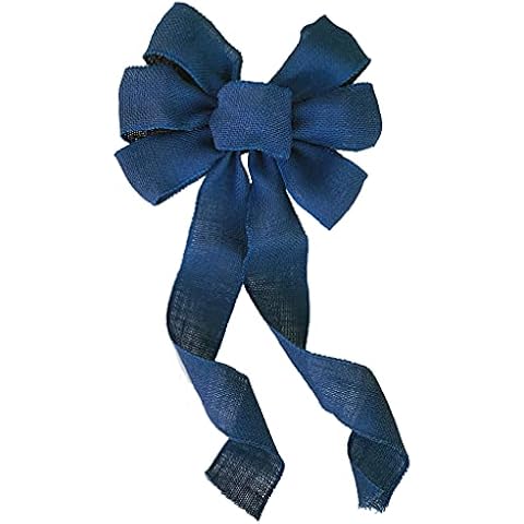 GiftWrap Etc. Navy Blue Burlap Wreath Bow - 10" Wide, 18" Long Tails, Spring, 4th of July, Police Support, Patriotic, Home Decor, Farmhouse, Birthday, Christmas, President's Day, Easter, Memorial Day Cover