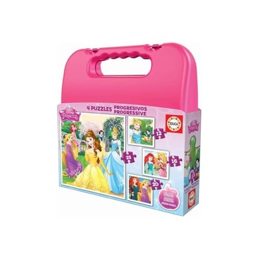 Educa - Princesas Disney Maleta, Conjunto de Puzzles Progresivos, Multicolor (16508)