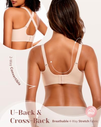 Image of Deep V Petal Bras for Women No Underwire Soft Wireless Bras Comfort Seamless Bralettes with Extender