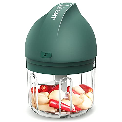 Electric Food Chopper, 250ML Mini Chopper with USB Charging, Garlic Chopper for Chop Onion Ginger Vegetable Pepper Spice Meat, Baby Food, Easy Cleaning, BPA Free, Fast Chop Food Piece In Second(Green)