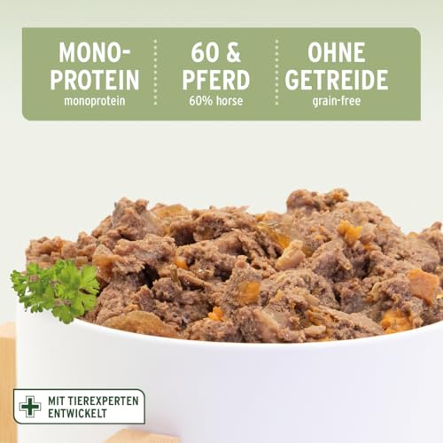 AniForte Hundefutter Nass RanchHorse 6 x 400g – Nassfutter für Hunde, Frisches Pferd mit Gemüse & Früchten, hoher Fleischanteil, Natürliches Hundenassfutter getreidefrei