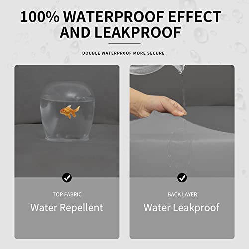 Image of Easy-Going Waterproof Oversized Couch Cover for Dogs 3 Cushion Sofa | 4 Pieces Stretch Sofa Slipcover for 3 Separate Cushion Couch Leakproof Furniture Protector for Kids, Pets Gray
