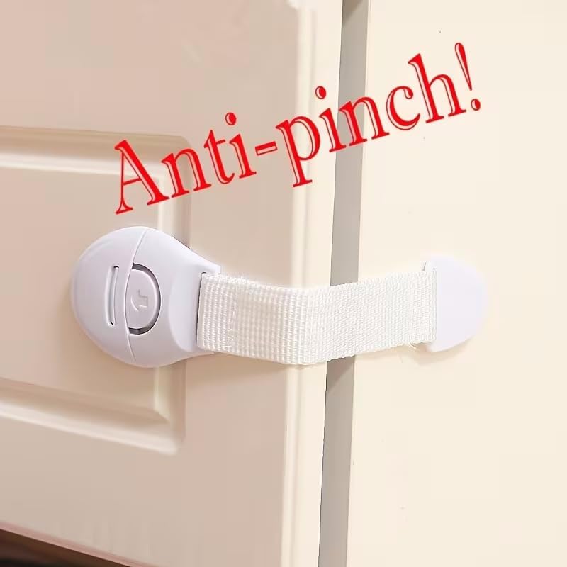 White Safety Cabinet Locks – Easy Install No-Drill Drawer and Door Latches for Proofing 5pcs, White