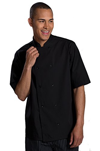 Edwards Garment Double Breasted Short Sleeve Server Shirt, Black, Large