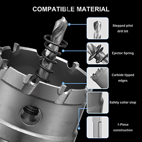 1-1/2” Hole Saw For Cutting Metal Sheet, 38Mm Tungsten Carbide Tipped (Tct) Drill Bit Circular Cutter Stainless Steel, Car Frame, Steel Plate And Lamp Post #TOP4