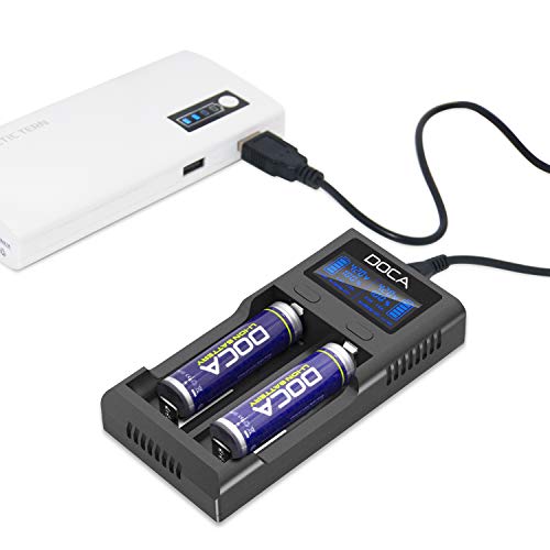 Speedy Battery Charger,Universal Smart Rechargeable Battery Charger for AA AAA C Li-ion IMR 18650 26650 21700 14500 16340 18500 10440 18350 17670 Ni-MH Ni-Cd, USB Cable & Upgraded LCD Display
