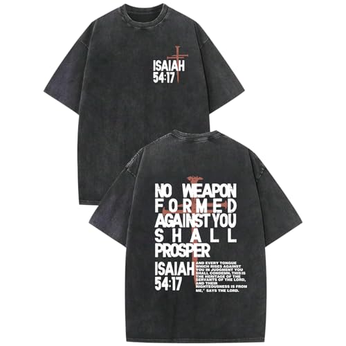Weripoah Christian Jesus Shirts for Men Faith Religious Graphic Tees Vintage Oversized Acid Wash Tshirts God Shirt Streetwear(Black L)