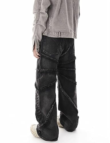 Mens Y2k Ripped Jeans Hip Hop Distressed Destroyed Pants Wide Leg Baggy Demin Joggers Streetwear4