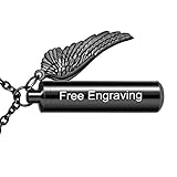 XIUDA Cremation Jewelry Urn Necklace for Ashes with Angel Wing & Fill Kit Engraving