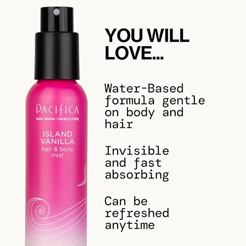 Image of Pacifica Hair Mist Perfume & Full Body Spray for Women - Island Vanilla Body Mist Fragrance w /Sugar, Vanilla & Sandalwood Clean Beauty Alcohol-Free, Vegan & Cruelty-Free, 5 oz (Pack of 2)