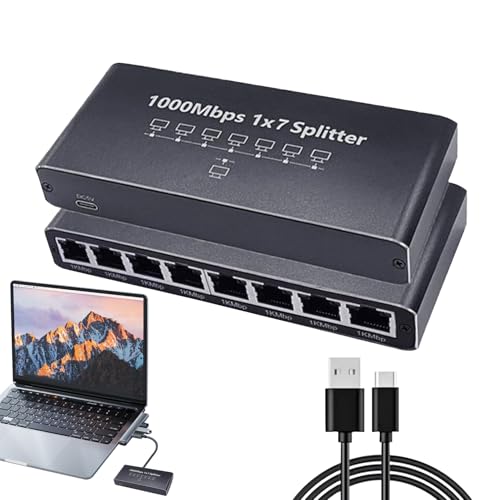 Distribuidor Ethernet Gigabit,Switch Gigabit 8 puertos - Alta velocidad 1000 Mbps Plug and Play Adaptador para el hogar Streaming TV Ordenador portátil
