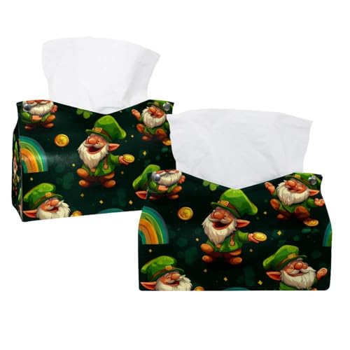 Funda para caja de pañuelos, soporte rectangular para pañuelos faciales, contenedor de almacenamiento para baño, tocador, mesilla de noche y oficinas. Divertido patrón de duende de dibujos animados y