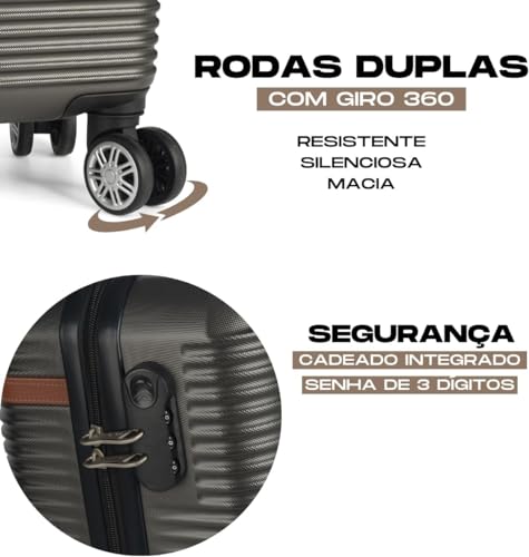 Polo King Conjunto de Malas de Viagem, Mala Bordo 54cm x 34cm x 22cm (10kg), Mala Média 67cm x 39cm