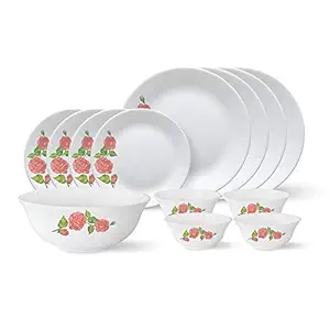 Tiara Series, Rose Gold, 13 Pcs, Opalware Dinner Set, White