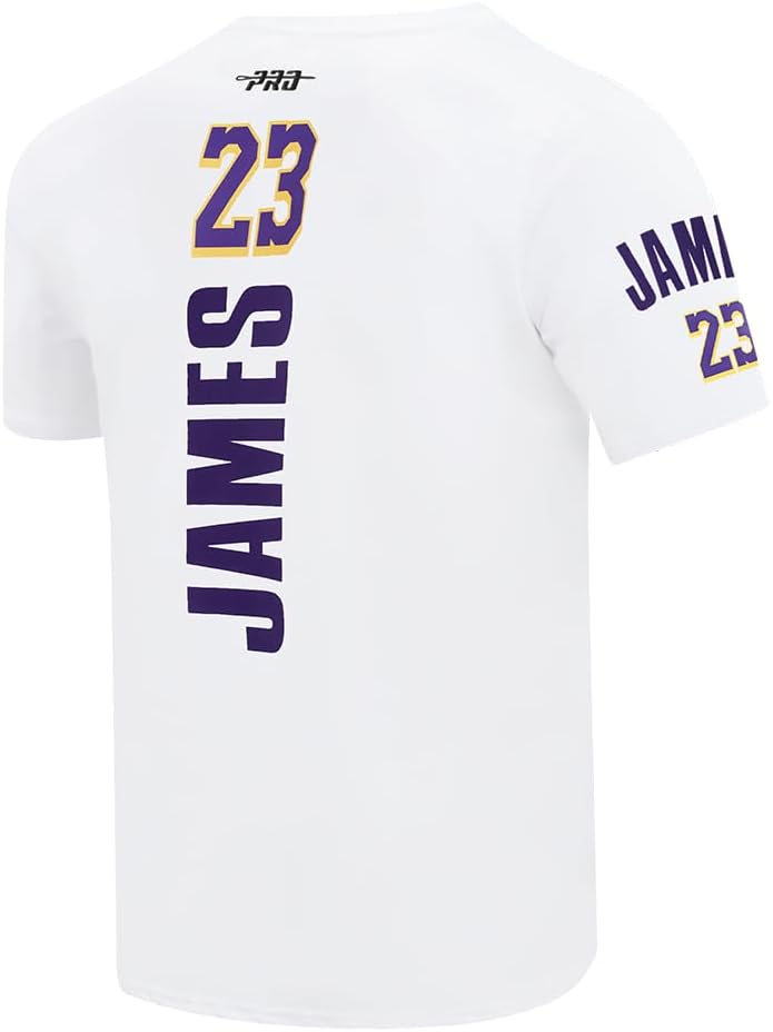Pro Standard Mens NBA Los Angeles Lakers Lebron James #23 Classic Player Short Sleeve Tee White 3XL - Image 4