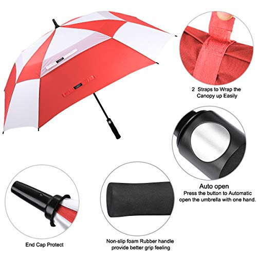 image for G4Free Extra Large Golf Umbrella Double Canopy Vented Square Umbrella 