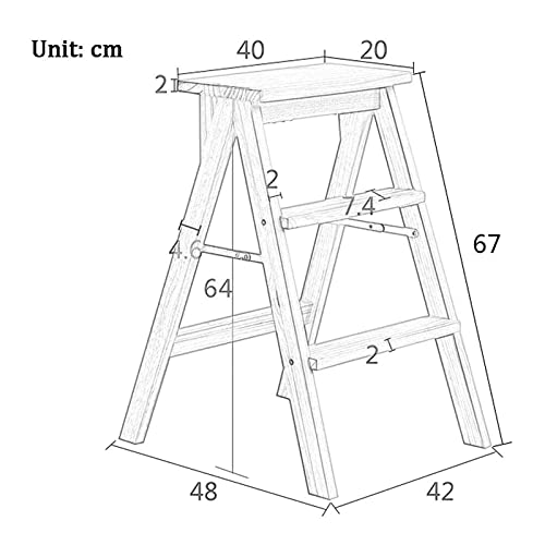 Taburete plegable de madera maciza con funcion silla de escalera de hogar de 100 kg 3