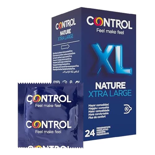 Control Preservativos Nature XL. Caja Pack Ahorro 24 Condones Lubricados. Ajuste Perfecto para una Relación Segura.