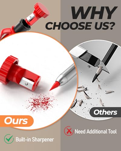 Nicpro 27 Pack Carpenter Pencils for Woodworking, Construction Mechanical Pencil with 100 Refill, Automatic Center Punch and Carbide Scribe Carpenter Tool, Construction Pencil for Carpenters Marking - Image 4