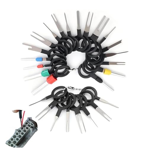 26 Pièces Auto Terminals Enlèvement Outil Set, Terminal Outil de Démontage de Voiture de Câblage Électrique Connecteur à Sertir Broches Extracteur Kit pour l'entretien et la Réparation de Voitures