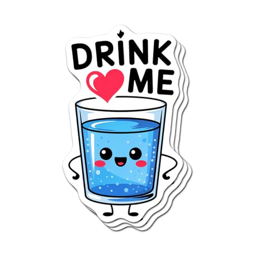 (3 PCS) Drink Me Water Reminder Sticker Cute Hydration Motivation Vinyl Decal, Mental Health Self Care, Waterproof for Water Bottle, Laptop, Quirky Motivational Gift 3 Inches