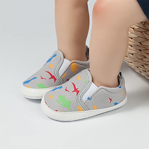 Meckior Toddler Baby Boys Girls Canvas Dinosaur Sneaker Newborn Infant Soft Anti-Slip Sole First Walking Crib Shoes #TOP2