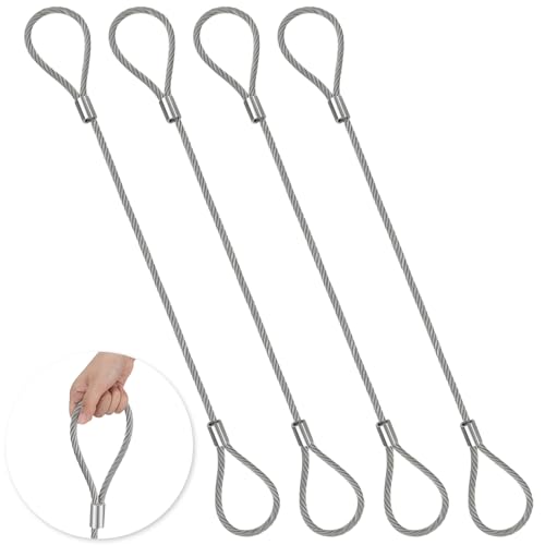 Pelopy 4 Pack Wire Rope &amp; Sling 3/8" x 6' Eye and Eye Wire Rope Choker Sling Mechanically Spliced Rigging Lifting Equipment for Industrial Rigging and Lifting, 4400 lb/ 2 t