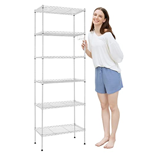 Devo Etagere, Etagere Rangement, Etagere Salle de Bain, Etagere Cuisine en Métal, Étagères à 6 Niveaux, pour Rangement Cuisine, Chambre et Garage (54cm * 29cm * 160cm) Cover