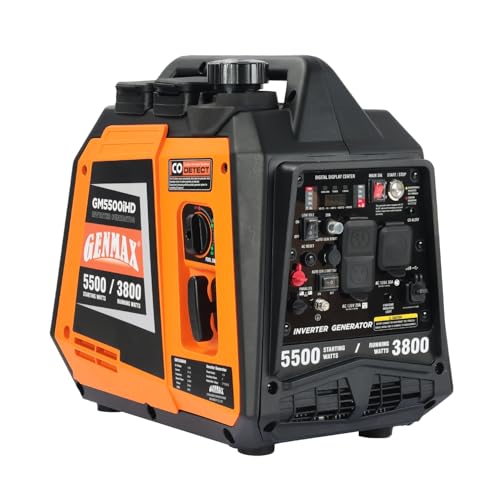 GENMAX 5500W Portable Hybrid Inverter Generator 2026,3800W Rated / 5500W Peak, Hybrid Boost...