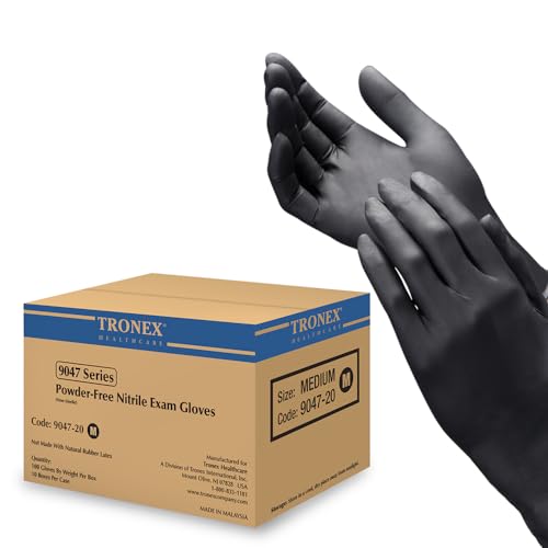 TRONEX Black Nitrile Exam Gloves 5 mil, sizes XXL XL S M L 2XL