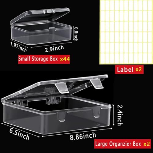 Image of 46pcs Bead storage containers, bead organizer boxes and craft storage boxes for bracelet making DIY jewelry craft nails, bracelets, jewelry, diamonds, clay beads, screws 2.9x1.97x0.8Inch