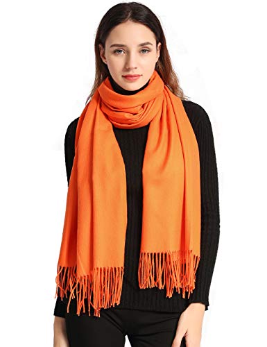 Arctic Penguin Pashmina Schal Kaschmir Stolen Damen Schultertuch für Frauen Hochzeit Kaschmirschal Herren Umschlagtuch Winter/ (Orange)