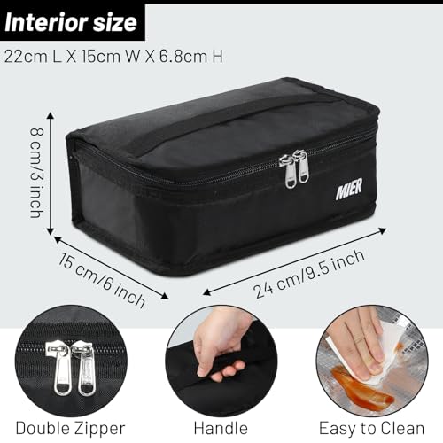 MIER Kleine Lunch-Tasche Mini Kühltasche für unterwegs 3L Leichte Picknicktasche Damen und Herren für Arbeit, Schule, Auto, Picknick, Strand-Schwarz 4