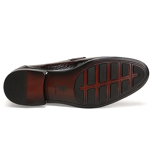 Image of Classic Leather Dress Shoes for Men, Premium Alligator Printed Bussiness Dress Slip on Loafer for Mens