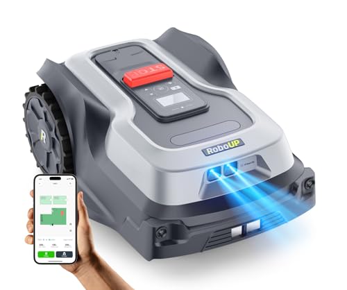RoboUP Mähroboter T1200Pro ohne Begrenzungsdraht, mit Upgraded RTK, KI-echtzeitige Hinderniserkennung, individuelles Mähen